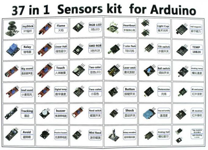 Zestaw startowy do uczenia Arduino DIY 37 modułów czujników w jednym pudełku 5V przekaźnikowy brzęczyk