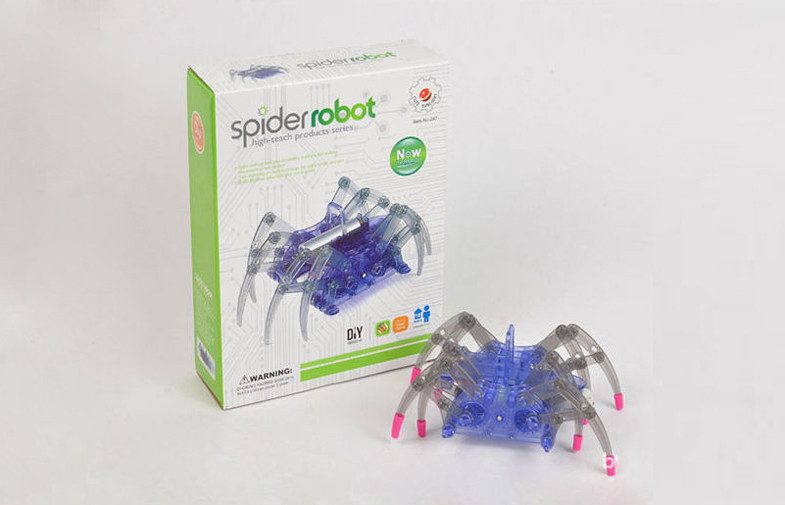 Niebieski inteligentny pająk Robot DIY edukacyjne zabawki dla dzieci